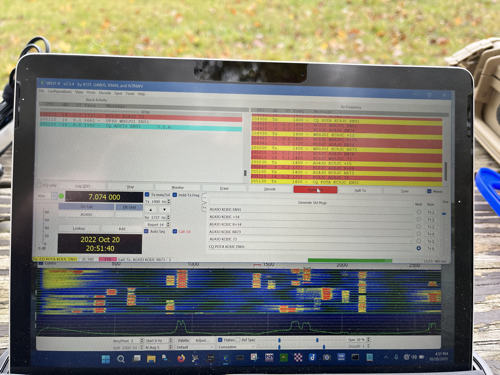 The WSJT-X application indicating multiple consecutive QSOs.