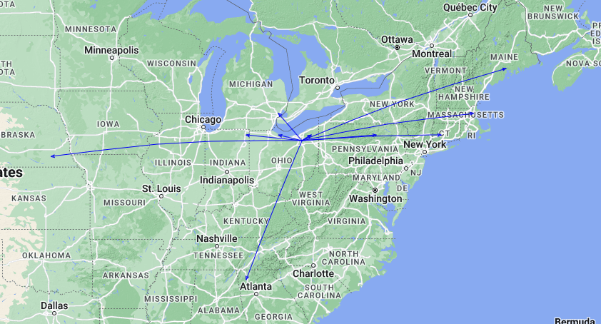 Map of contacts made from K-0020 on 20-Oct-2022.