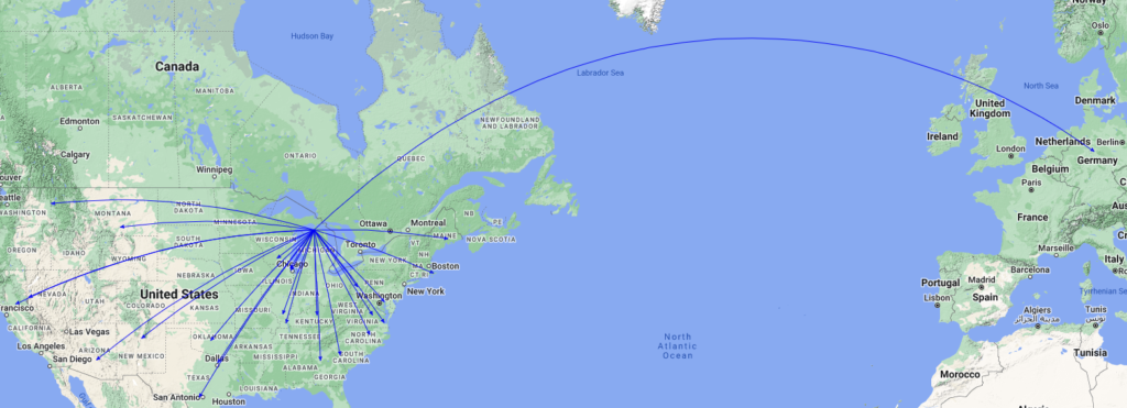 QSO Map of the activation of K-1543 by KC8JC on 18-Jun-2023