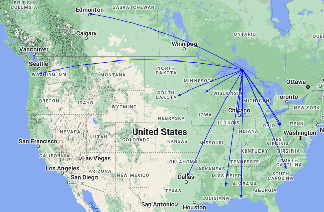 QSO Map of the activation of K-3311 by KC8JC on 22-Jun-2023