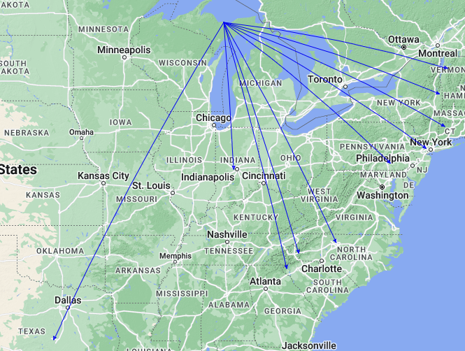 QSO Map of the activation of K-4487 by KC8JC on 24-Jun-2023