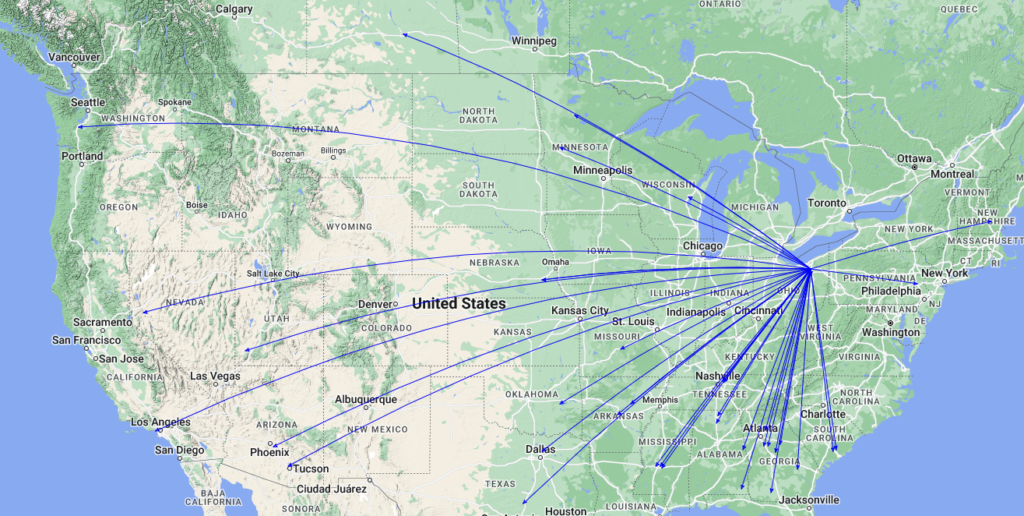 The QSO Map for the activation of K-0020 by KC8JC on 23-Sep-2023.