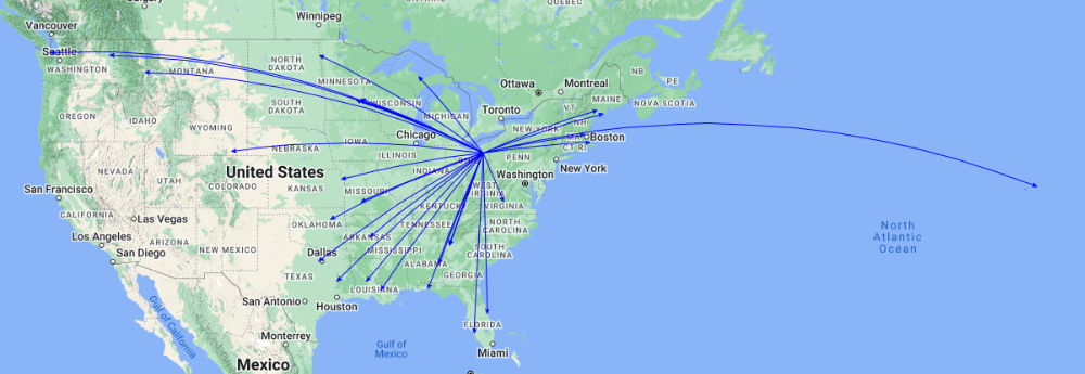 The QSO Map for the activation of K-1999 by KC8JC on 15-Dec-2023.