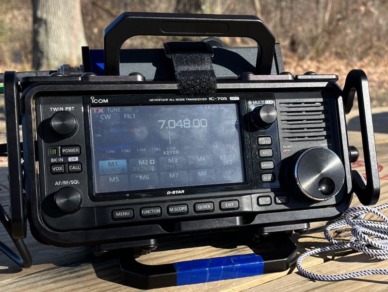 The ICOM IC-705 transceiver.