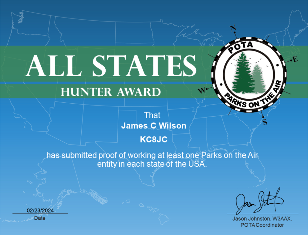 POTA Worked All States Award