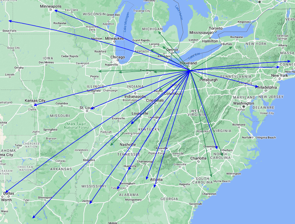 QSO Map of the activation of US-0020 by KC8JC on 14-Jun-2024.
