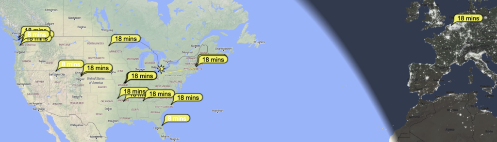 Stations reporting having heard KC8JC on 17-meters WSPR.