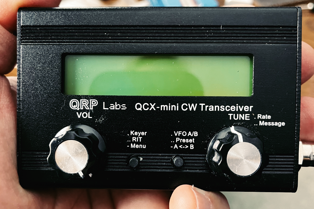 QCX-mini On The Back Of The Bench