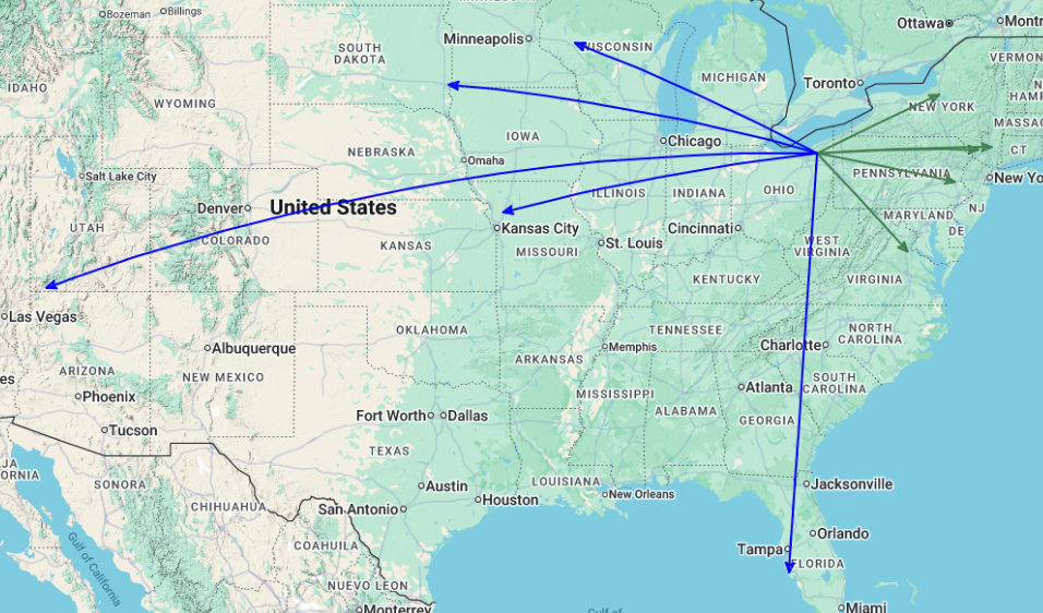 QSO Map of the activation of US-1985 by KC8JC on 29-Aug-2026.