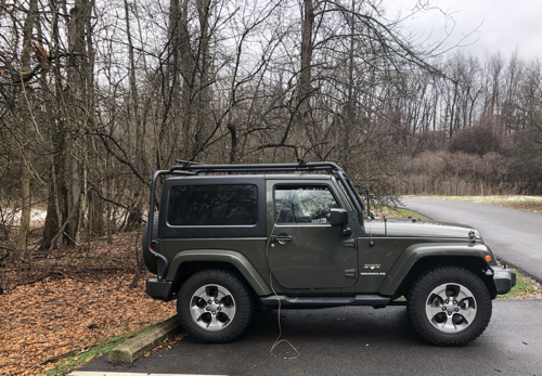 External view of the Jeep with antenna deployed.