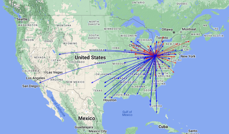 QSOmap.org map of my activation of Salt Fork State Park for OSPOTA 2022.