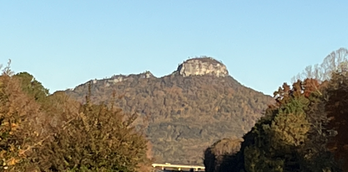 Pilot Mountain as seen from the scenic stop on the interstate.