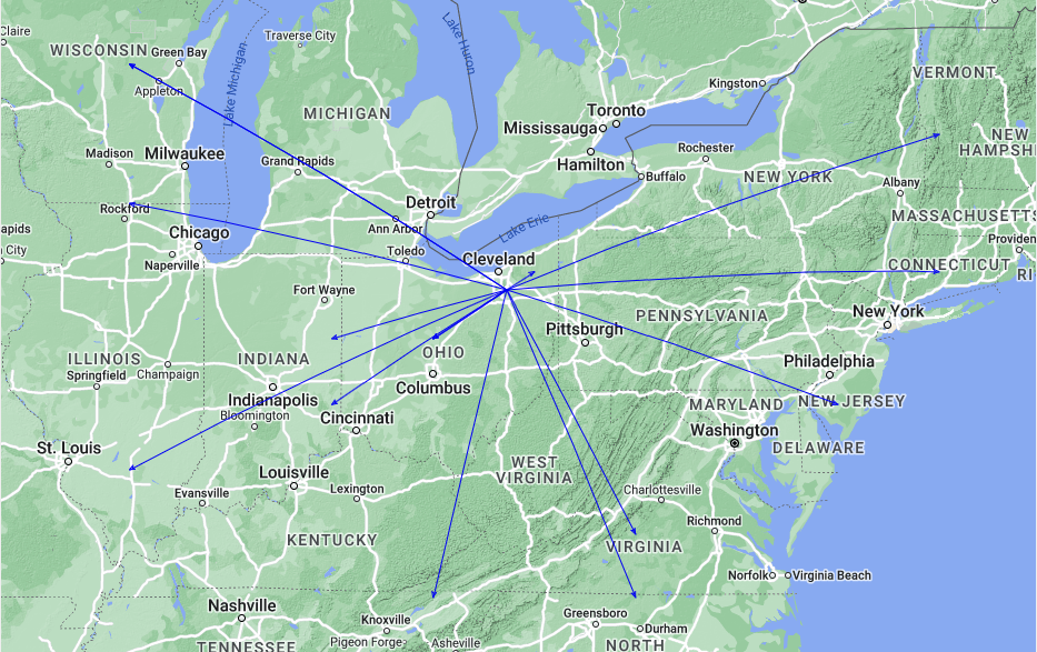 QSO Map of my activation of K-0020 on 08-Oct-2022 - Map by qsomap.org