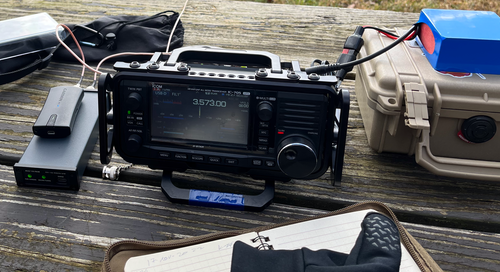 mAT-705 tuner, Garmin GPS, IC-705, Pelican case, battery, and notebook all where they always are.