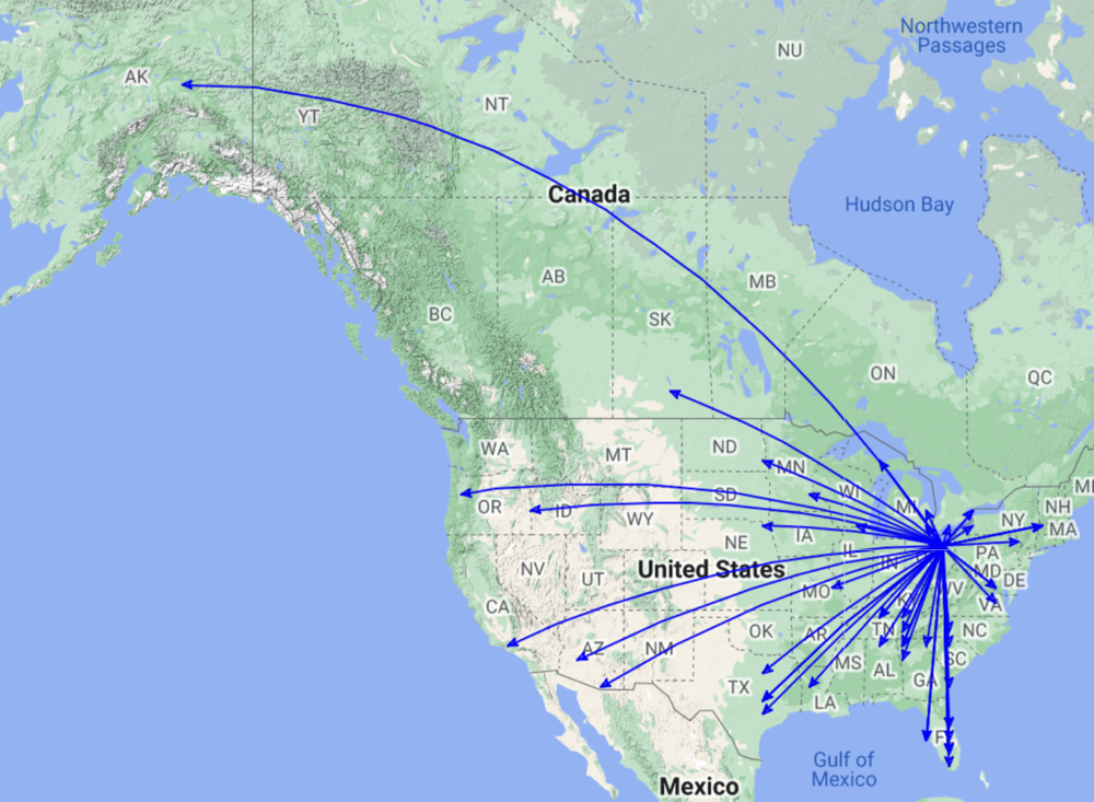 QSO Map for 10-Dec-2022 activation of K-0020.