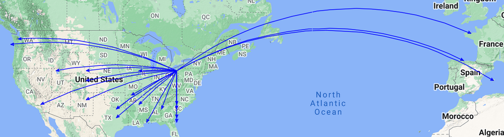 QSO Map for the activation of K-1999 by KC8JC on 20-Feb-2023.