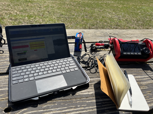 The Surface, my log book, and the X6100 ready to go.