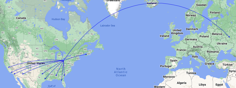 QSOMap of the activation of K-0020 by KC8JC on 09-Apr-2023.