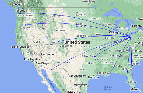 QSO Map for the activation of K-0020 by KC8JC on 15-Apr-2023.