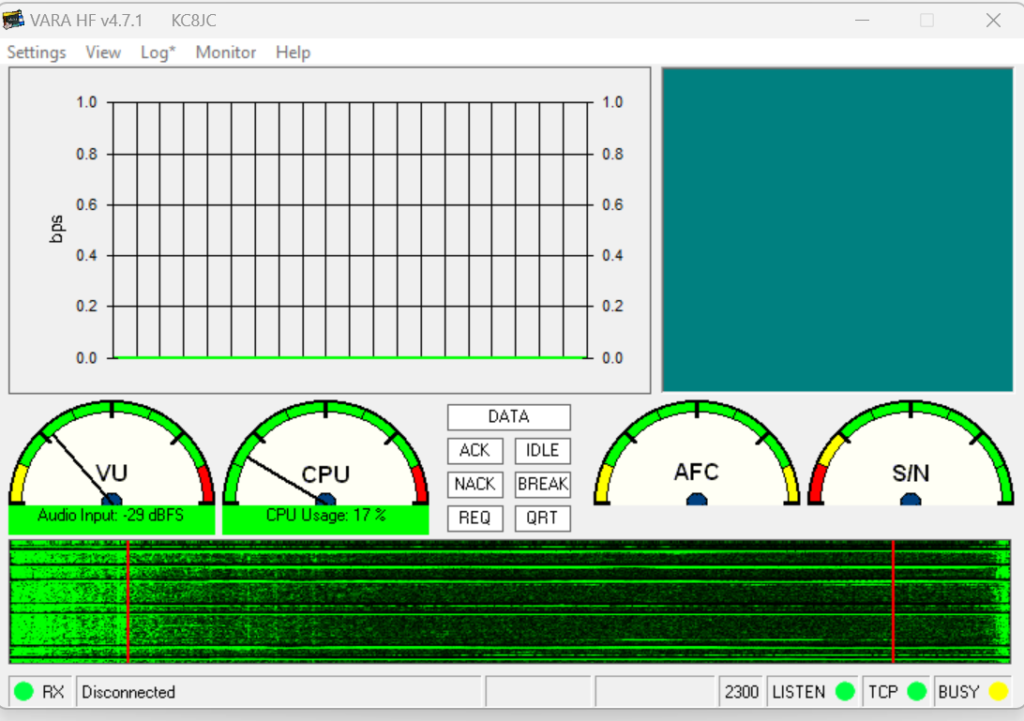 VARA HF behaving normally. Note: this screenshot is from the original issue and thus the discrepancy with the version numbers. The behavior persists regardless of version.