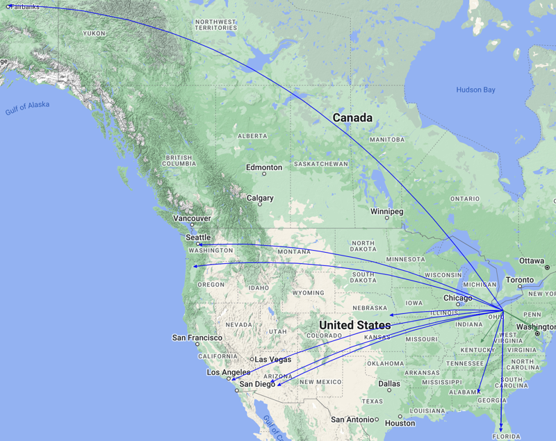 QSO Map for the activation of K-0020 by KC8JC on 11-Jun-2023.