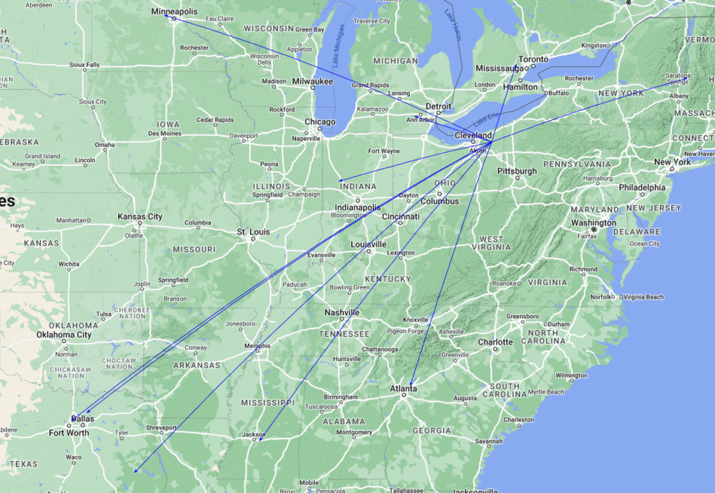 QSOMap of the activation of K-3516 by KC8JC on 21-Jul-2023.