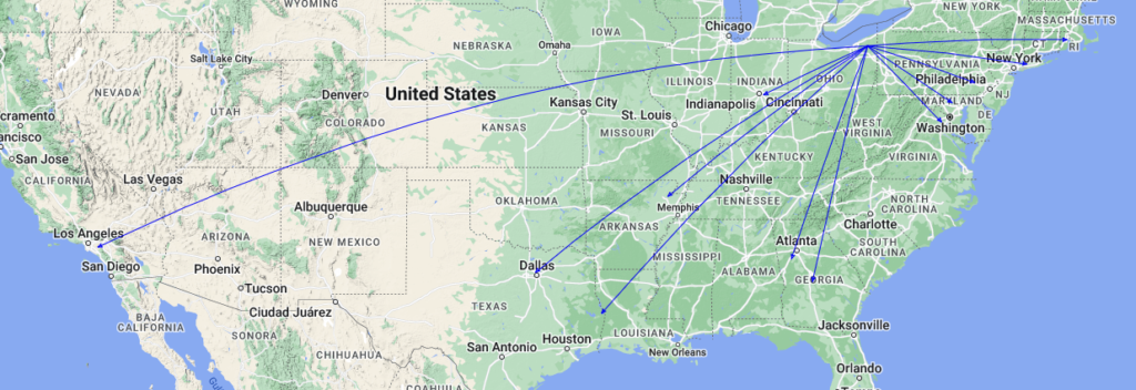 QSOMap of the activation of K-9421 by KC8JC on 21-Jul-2023.