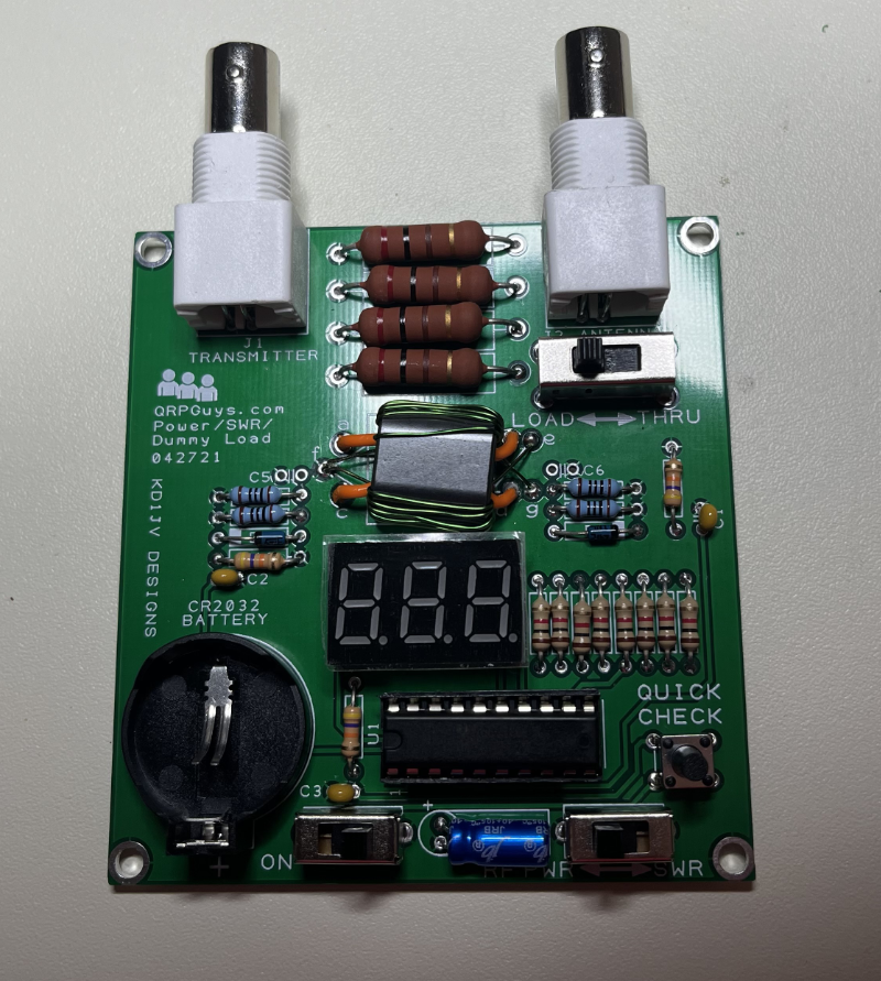 The assembled PCB with all parts in place.