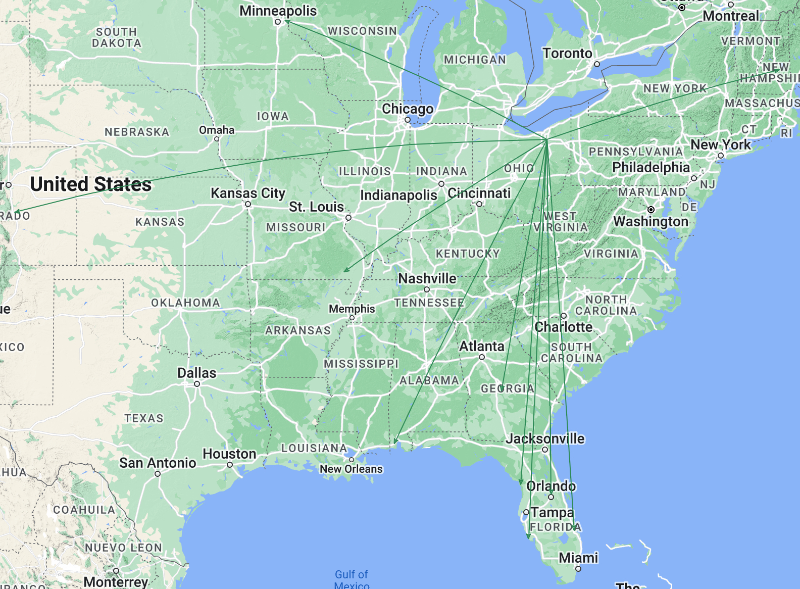 QSO Map of the activation of K-1999 by KC8JC on 24-Oct-2023.