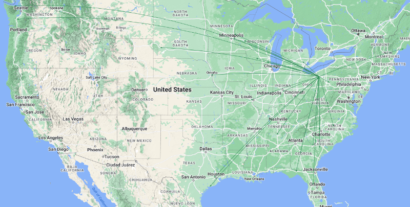 QSO Map of the activation of K-1999 by KC8JC on 27-Oct-2023.