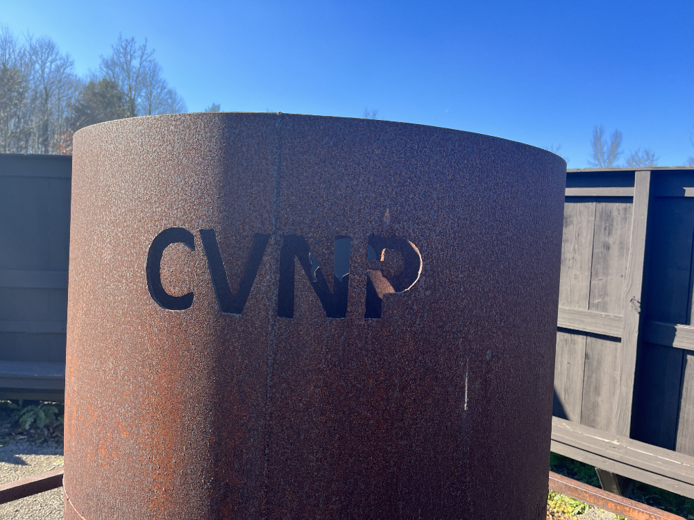 The CVNP fireplace/fire barrel in its windbreak.