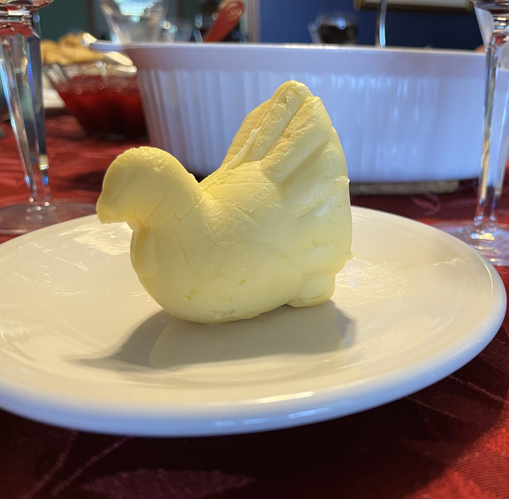 It was a miserable day so I didn't take any pictures. But here's a picture of butter molded to look like a turkey for Thanksgiving dinner.