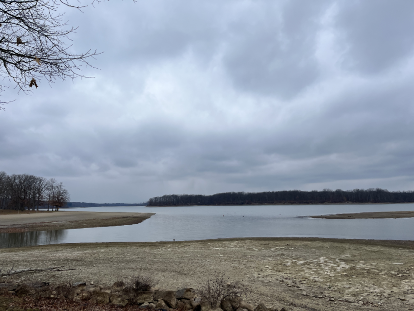 Grey Skies over the reservoir at West Branch State Park.