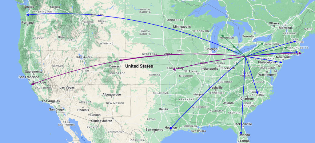 The QSO Map of the activation of K-1999 by KC8JC on 28-Jan-2024.