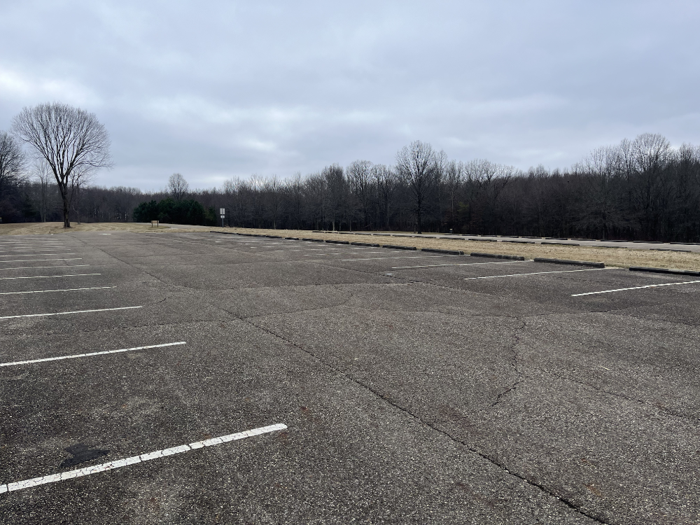 The empty parking lot near my normal activation spot.
