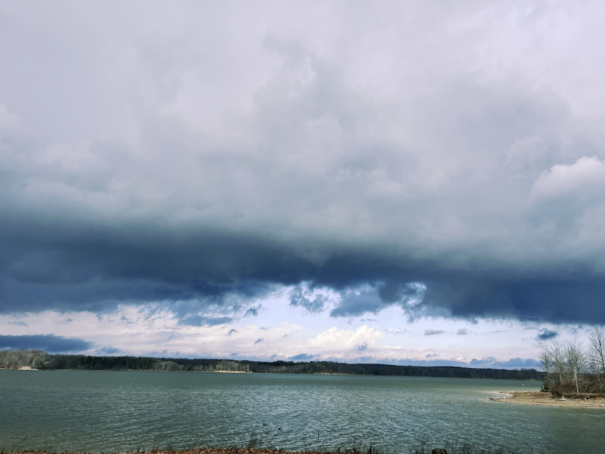 A dramatic sky over the reservoir at West Branch State Park in Ohio.