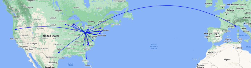 The QSO Map for the activation of K-1999 by KC8JC on 03-Mar-2024.