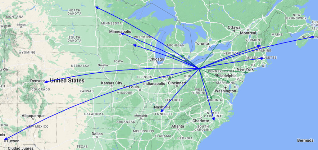 QSO Map for the activation of K-1999 by KC8JC on 08-Mar-2024.