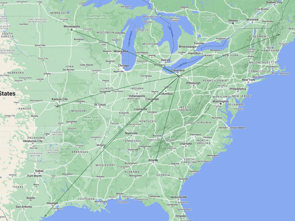 The QSO Map for the attempted activation of US-0020 by KC8JC on 14-Apr-2024.