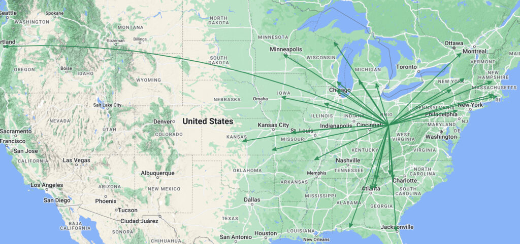 QSO Map for the activation of US-1958 by KC8JC on 25-Mar-2024.