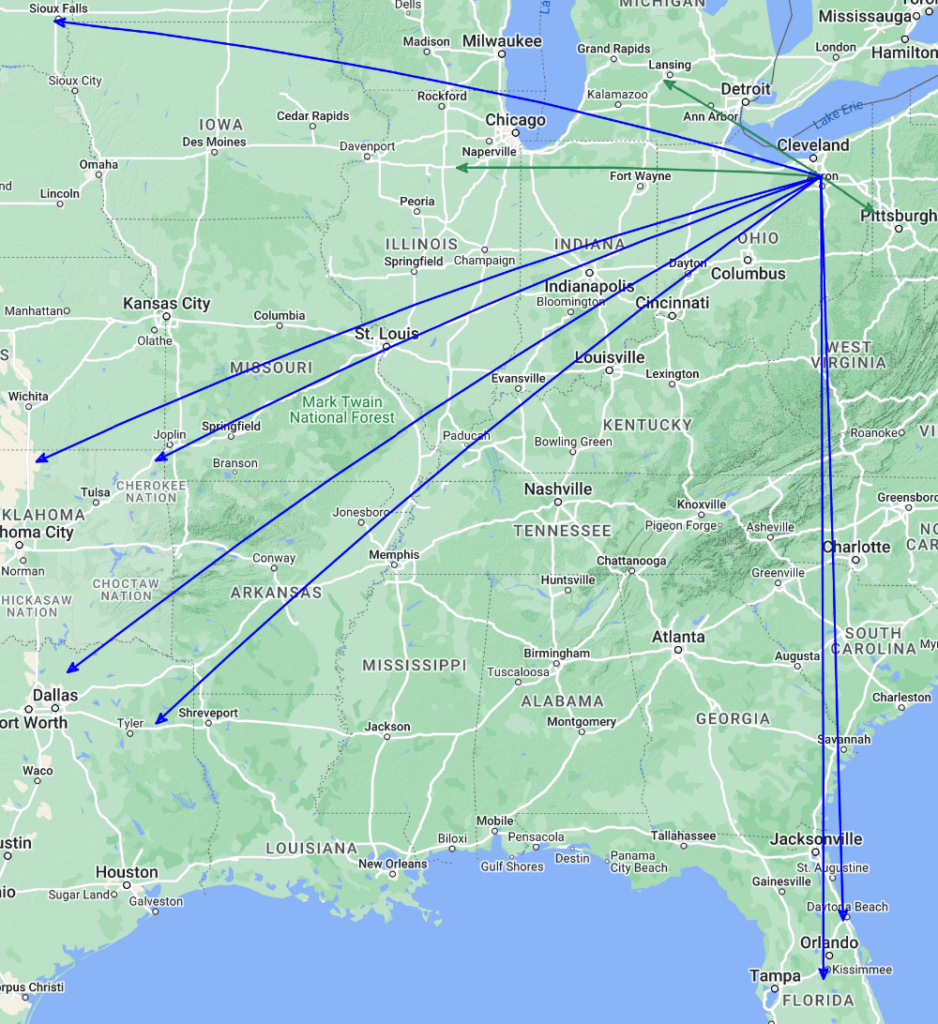 QSO Map of the activation of US-0020 by KC8JC on 04-May-2024.