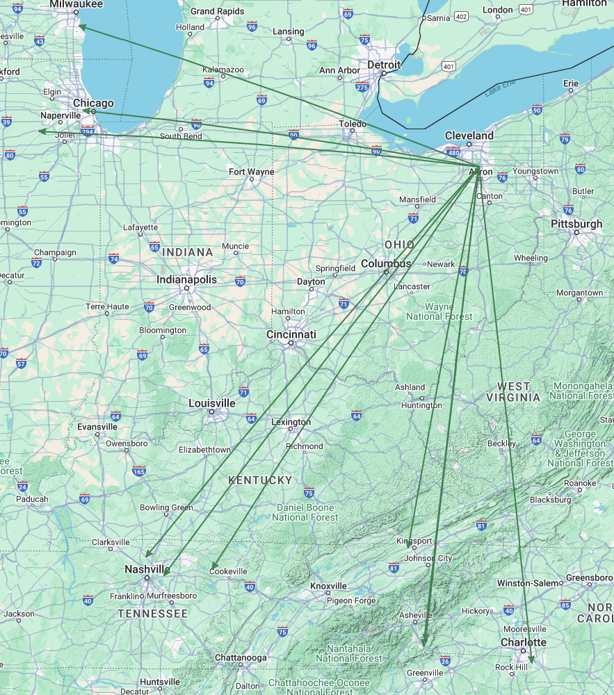 The QSO Map of the activation of US-0020 by KC8JC on 04-Jun-2025.